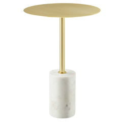 Lyric White/Brass Round Side Table - Ornate Home