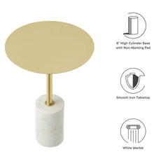 Lyric White/Brass Round Side Table - Ornate Home