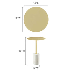 Lyric White/Brass Round Side Table - Ornate Home