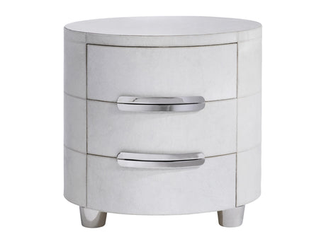 Lyric White/Polished Stainless Nightstand - Ornate Home