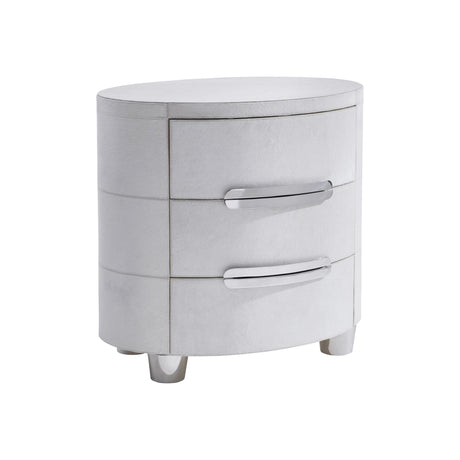 Lyric White/Polished Stainless Nightstand - Ornate Home
