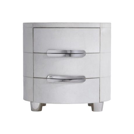 Lyric White/Polished Stainless Nightstand - Ornate Home