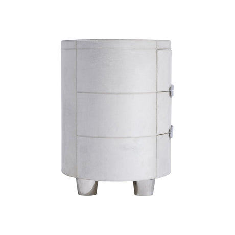 Lyric White/Polished Stainless Nightstand - Ornate Home