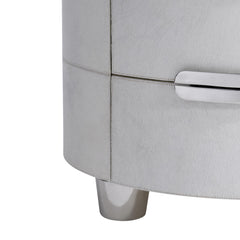 Lyric White/Polished Stainless Nightstand - Ornate Home