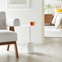 Lyric White Round Side Table - Ornate Home