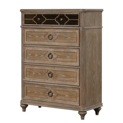 Lyris  Rustic Oak Queen 5 Piece Bedroom Set w/Chest - Ornate Home