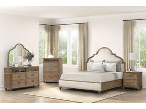 Lyris  Rustic Oak Queen 5 Piece Bedroom Set w/Chest - Ornate Home