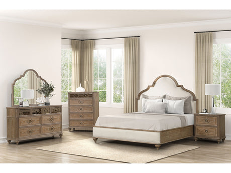 Lyris  Rustic Oak Queen 5 Piece Bedroom Set w/Chest - Ornate Home