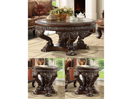 Lysandra Brown Cherry 3pc Coffee Table Set  / HD-8017 - Ornate Home