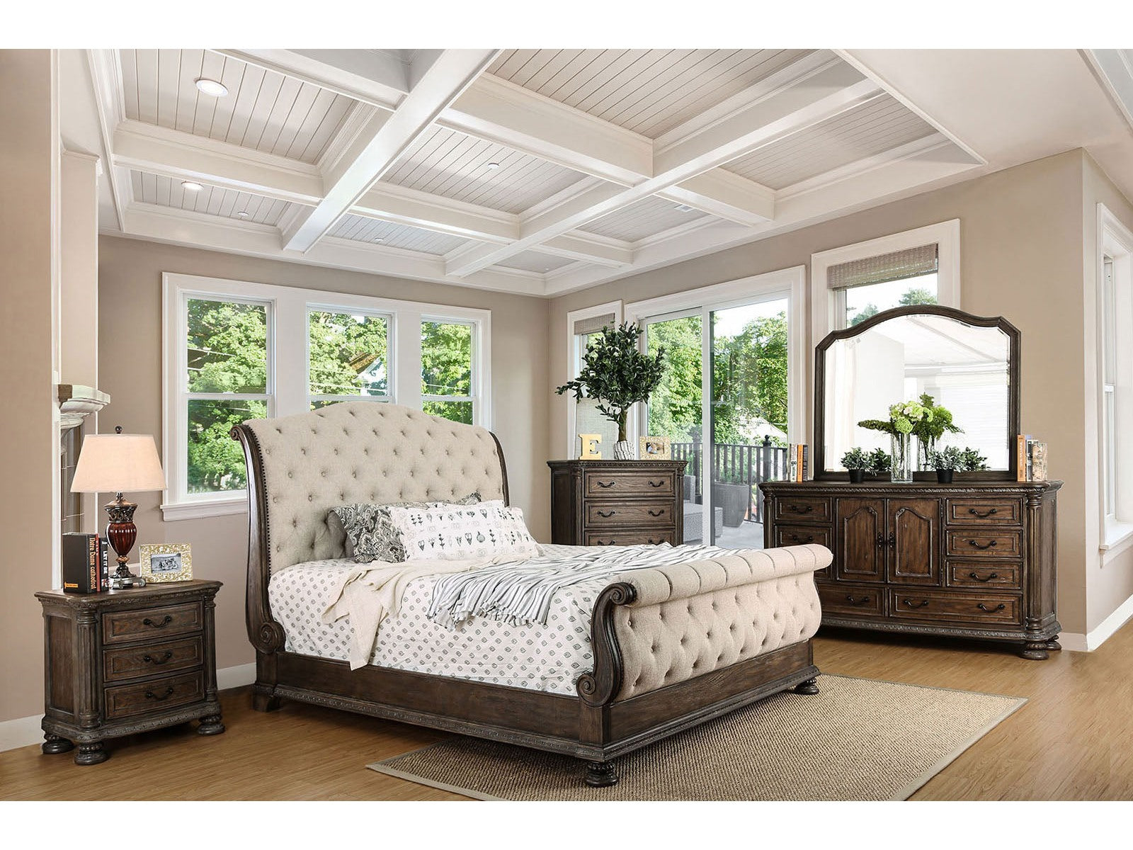 Lysandra Rustic Natural Tone/Beige 4 Pc. Queen Bedroom Set - Ornate Home