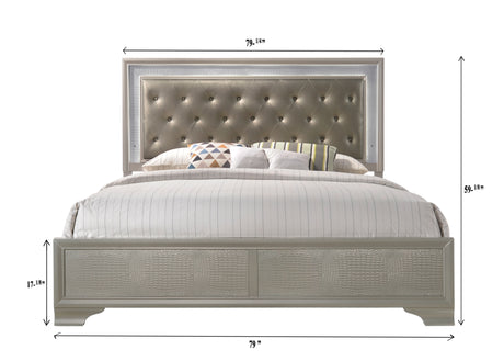 Lyssa Champagne LED Panel Bedroom Set - Ornate Home