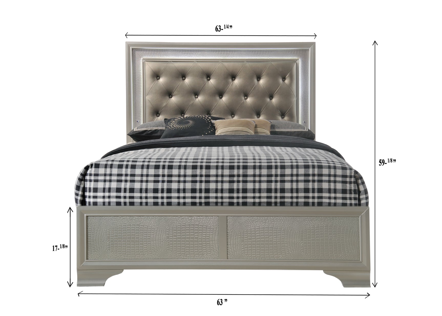 Lyssa Champagne LED Panel Bedroom Set - Ornate Home
