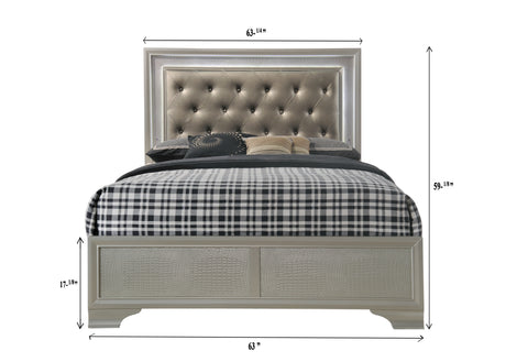 Lyssa Champagne LED Panel Bedroom Set - Ornate Home