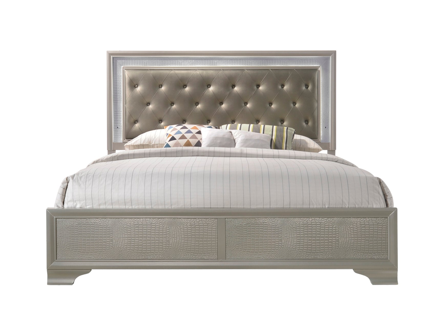 Lyssa Champagne LED Panel Bedroom Set - Ornate Home