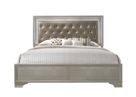 Lyssa Champagne LED Panel Bedroom Set - Ornate Home