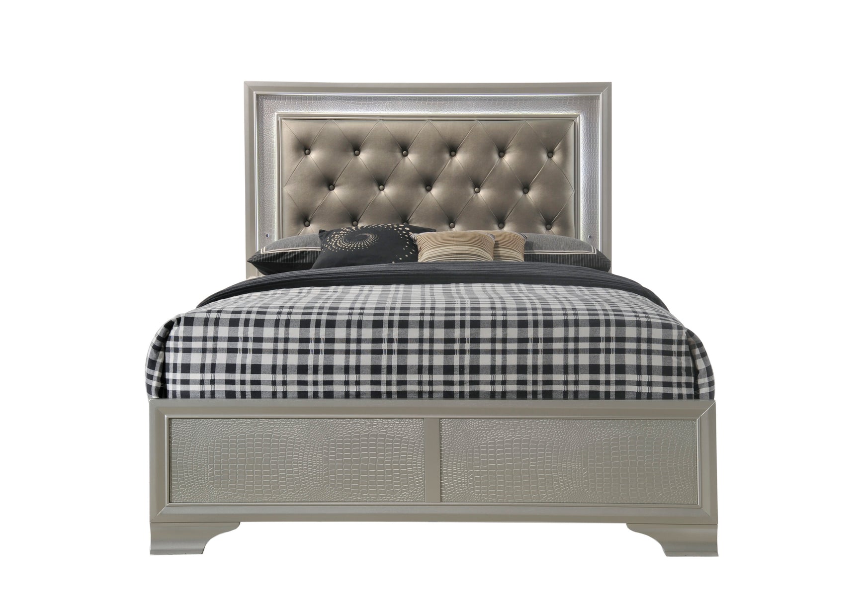 Lyssa Champagne LED Panel Bedroom Set - Ornate Home
