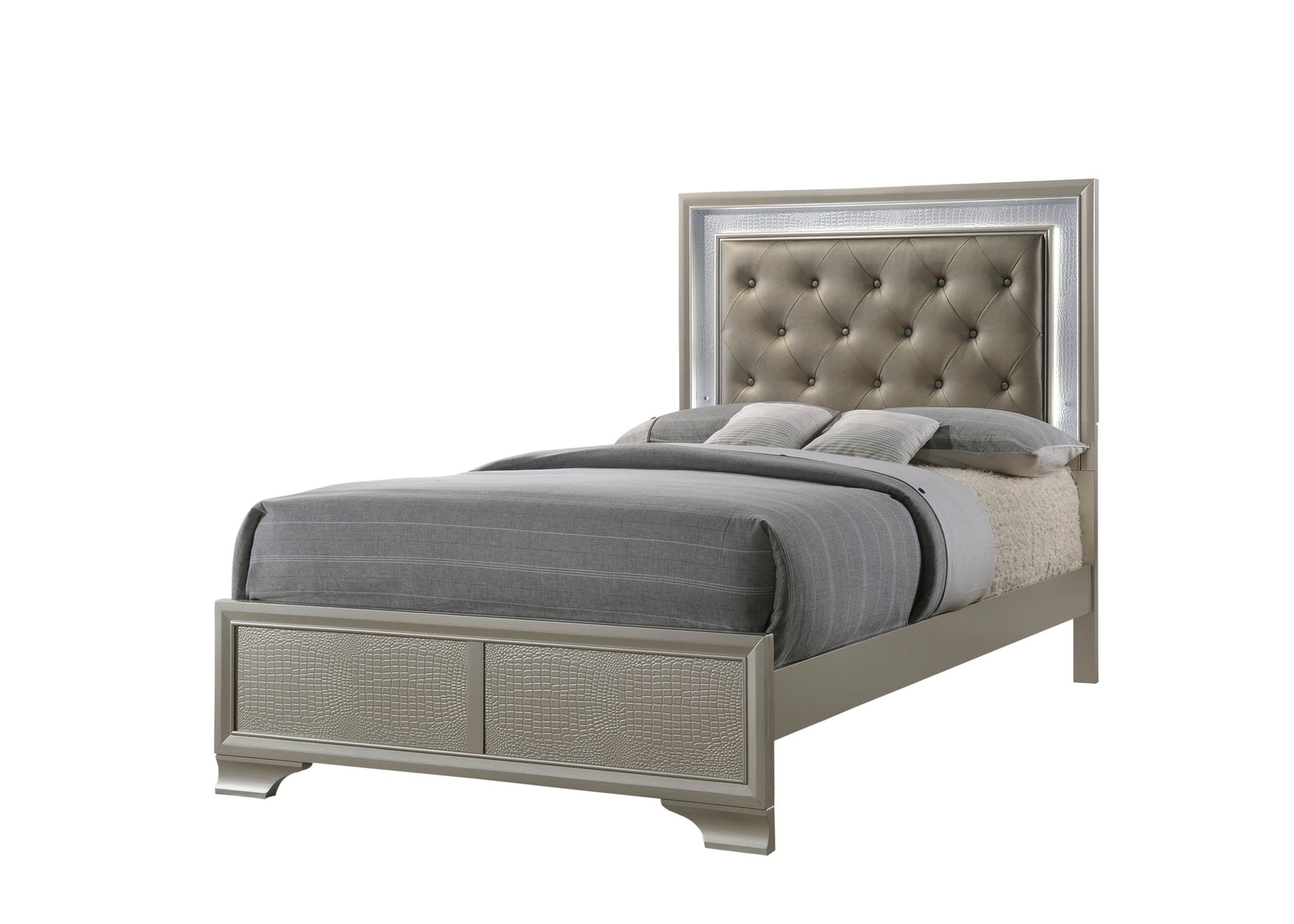 Lyssa Champagne LED Panel Youth Bedroom Set - Ornate Home