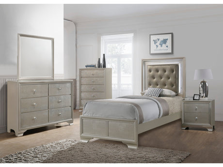 Lyssa Champagne LED Panel Youth Bedroom Set - Ornate Home