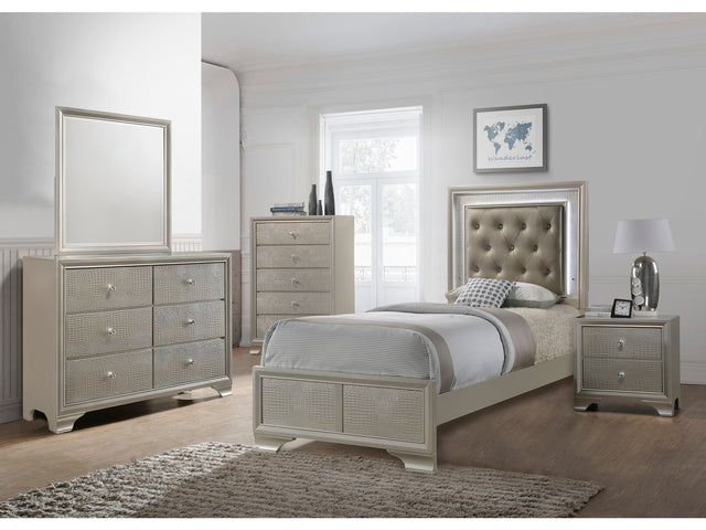 Lyssa Champagne LED Panel Youth Bedroom Set - Ornate Home