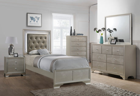 Lyssa Champagne LED Panel Youth Bedroom Set - Ornate Home