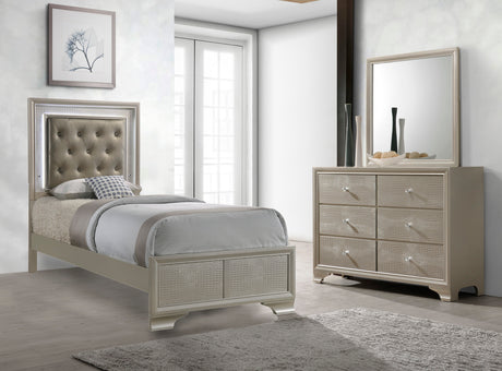 Lyssa Champagne LED Panel Youth Bedroom Set - Ornate Home