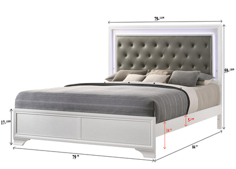 Lyssa Frost King LED Panel Bed - Ornate Home