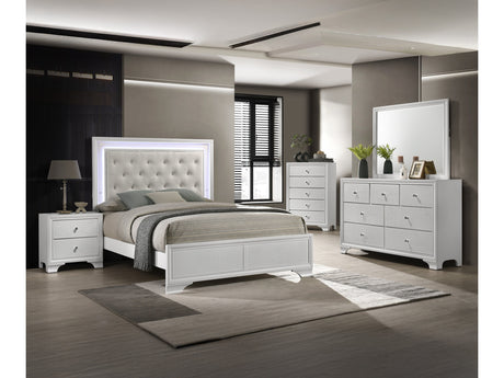 Lyssa Frost/Oat LED Panel Bedroom Set - Ornate Home