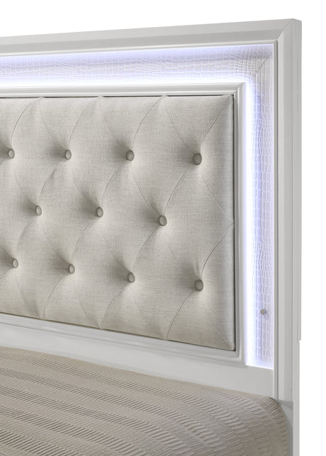 Lyssa Frost/Oat LED Panel Bedroom Set - Ornate Home