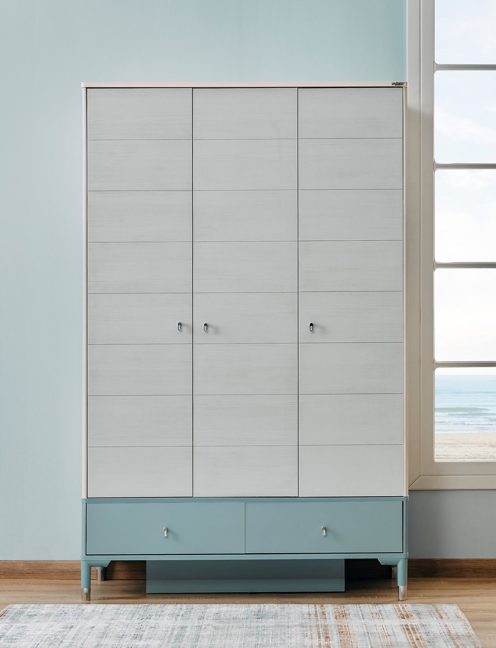 Marin Light Blue/White 3 Door Wardrobe