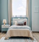 Marin Light Blue Twin Bed With Headboard