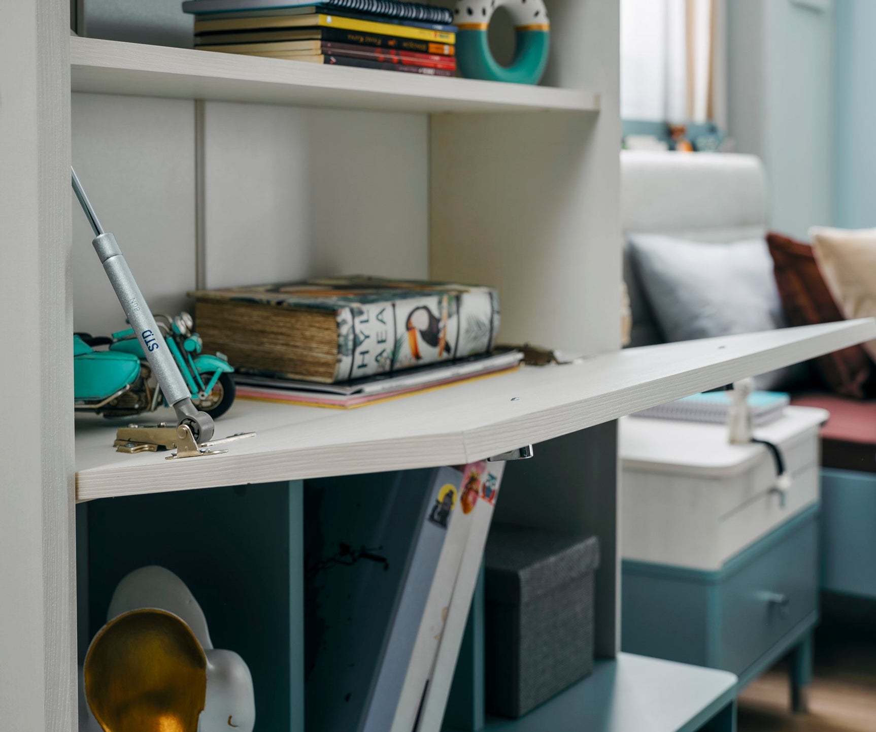 Marin Light Blue/White Study Desk With Top Module