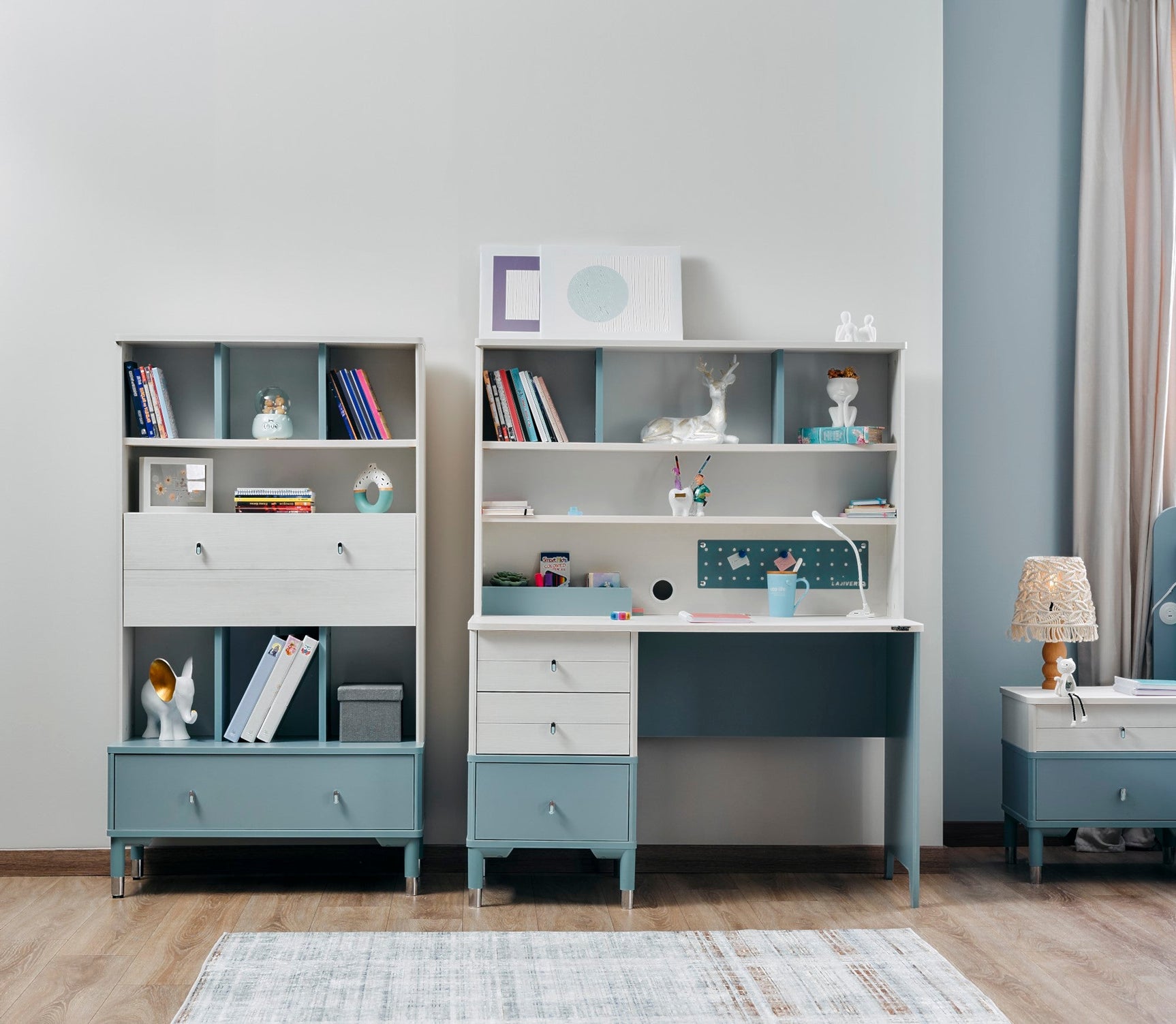 Marin Light Blue/White Bookcase
