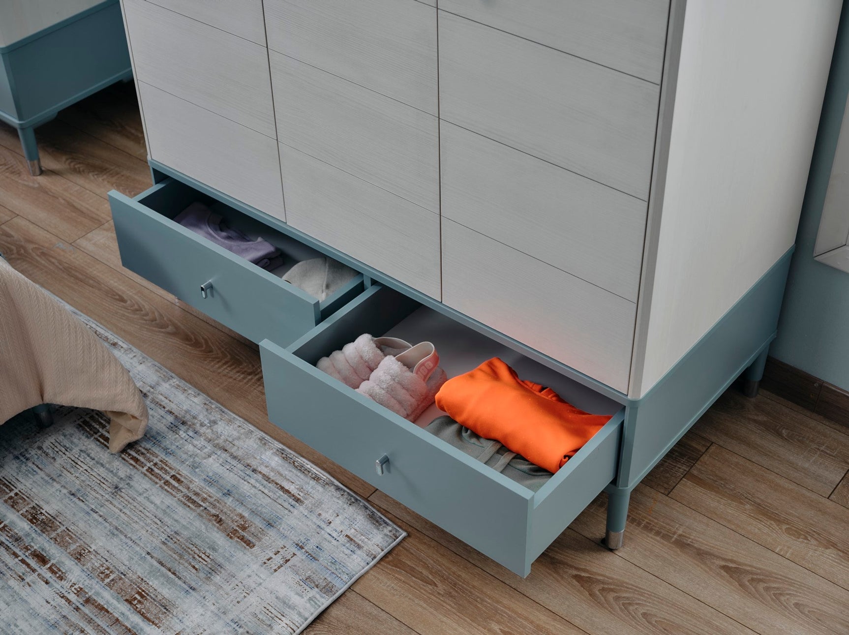 Marin Light Blue/White 3 Door Wardrobe