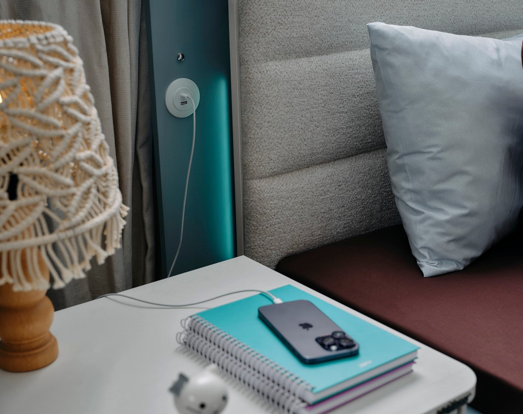 Marin Light Blue Twin Bed With Headboard