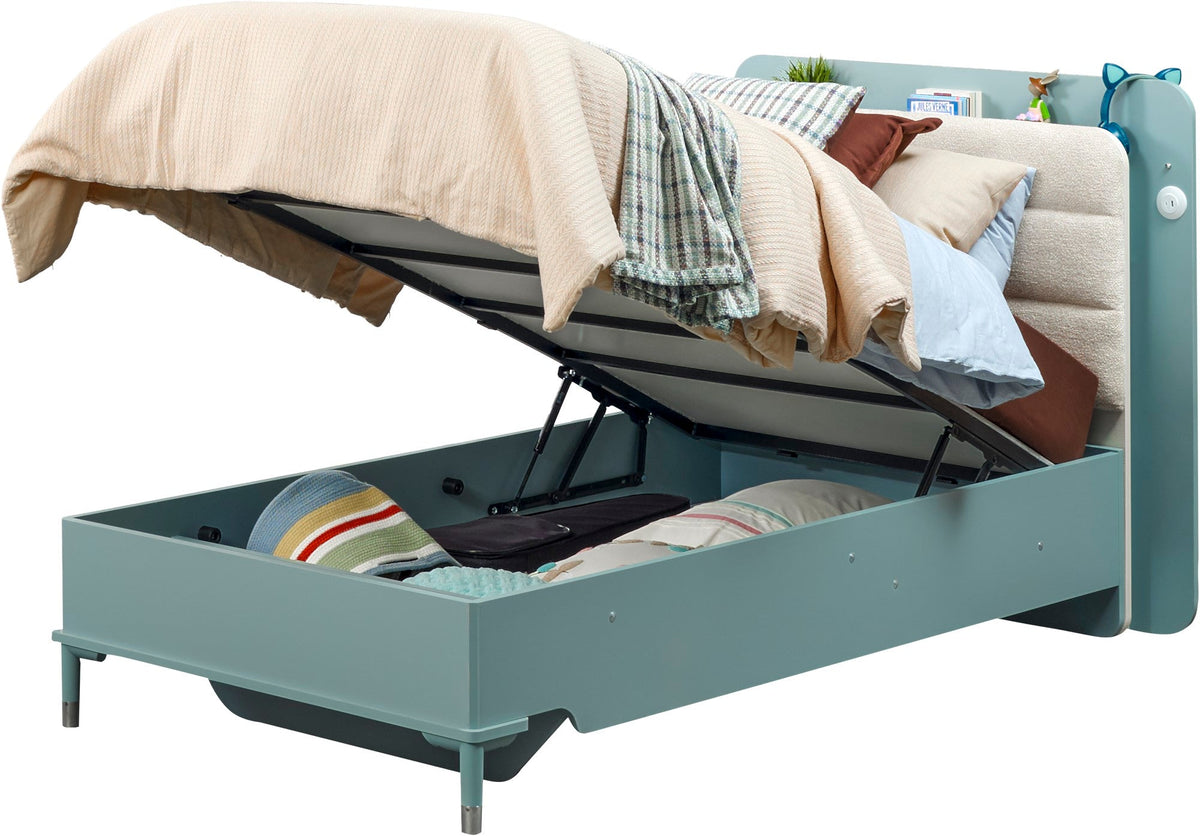 Marin Light Blue/White Kids Room Set (Twin Bed & Study Desk & Nightstand)