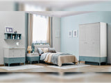Marin Light Blue Twin Bed With Headboard
