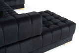 Ariana Black Velvet Double Chaise "U" Shape Sectional Sofa - Ornate Home