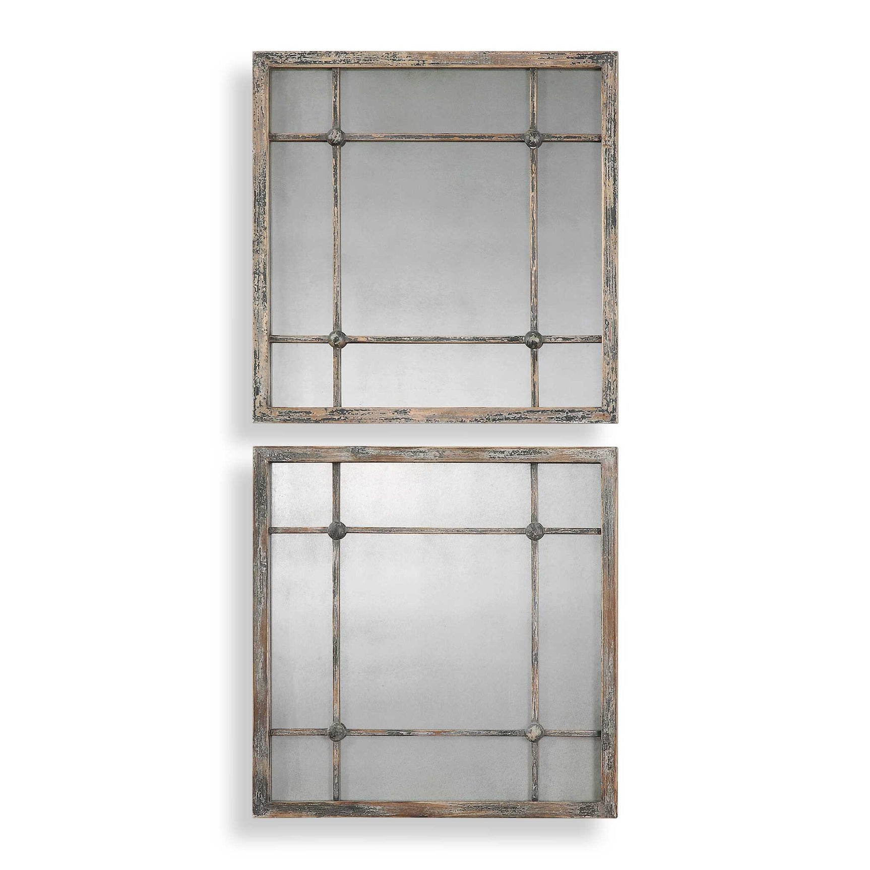 Saragano Brown/Gray/Woodtone Square Mirrors (Set of 2)