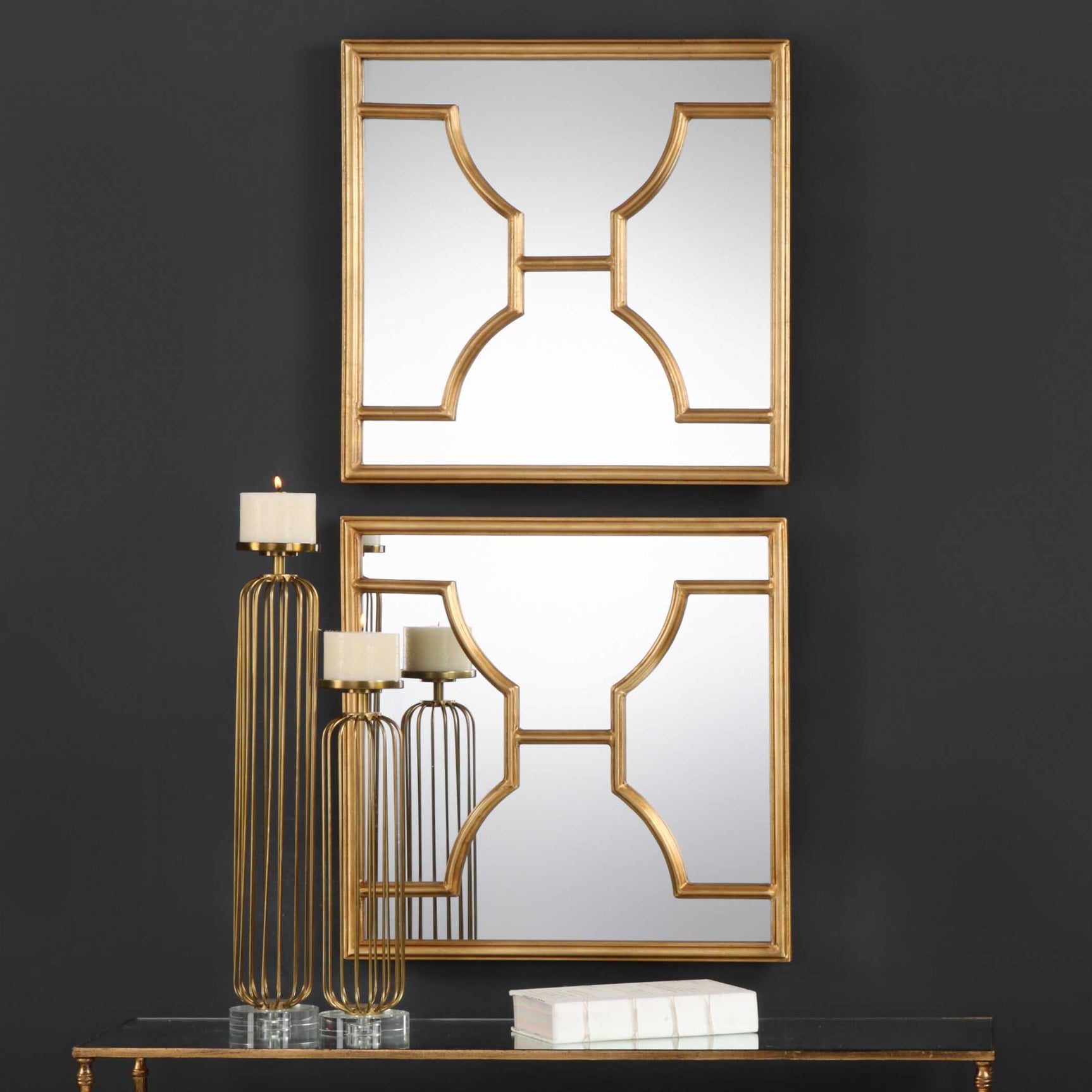 Misa Gold Square Mirrors (Set of 2)