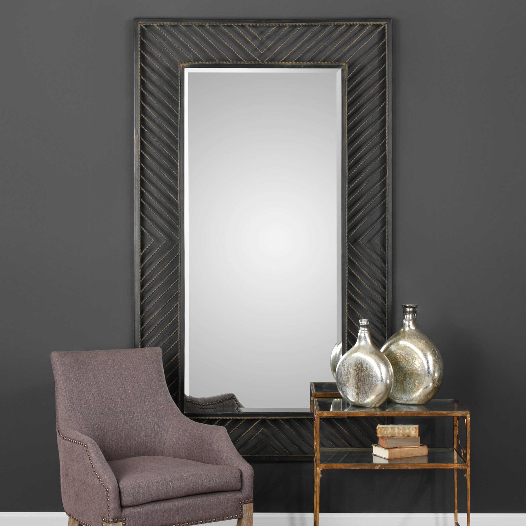 Karel Black/Bronze Chevron Mirror