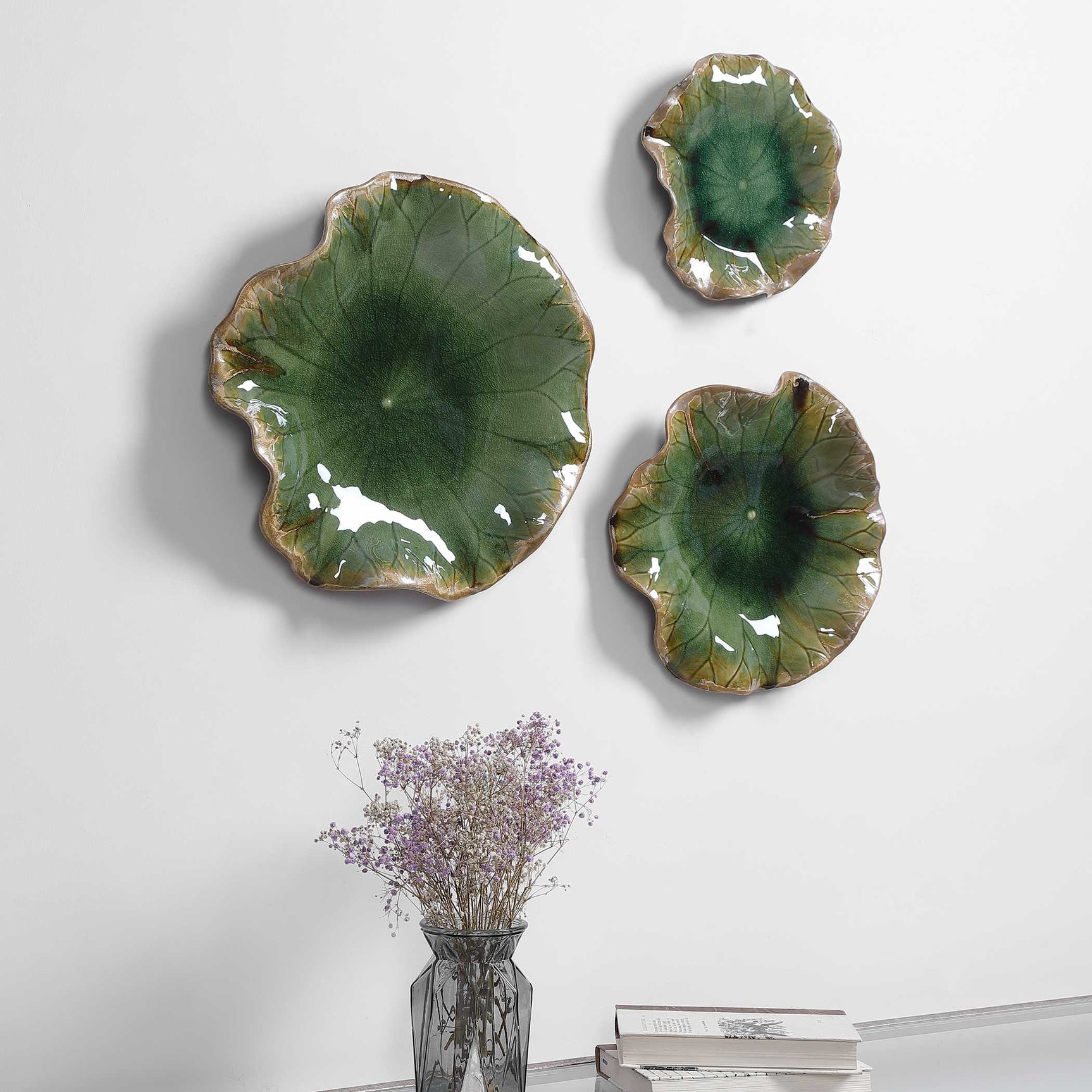 Abella Green Ceramic Wall Decor (Set of 3)
