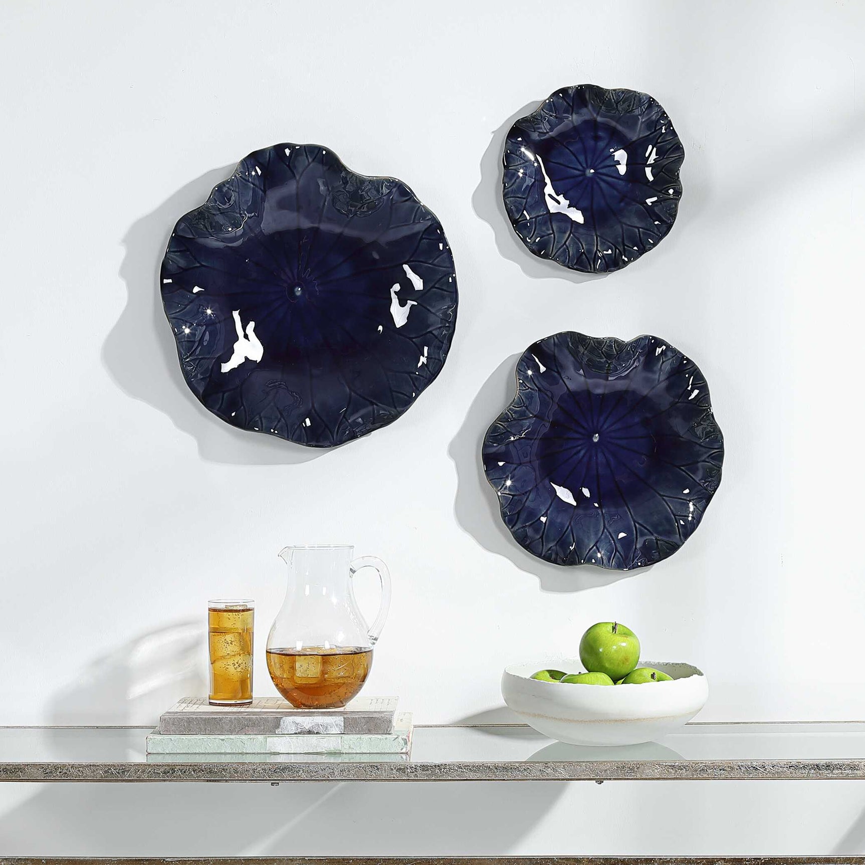Abella Blue Ceramic Wall Decor (Set of 3)