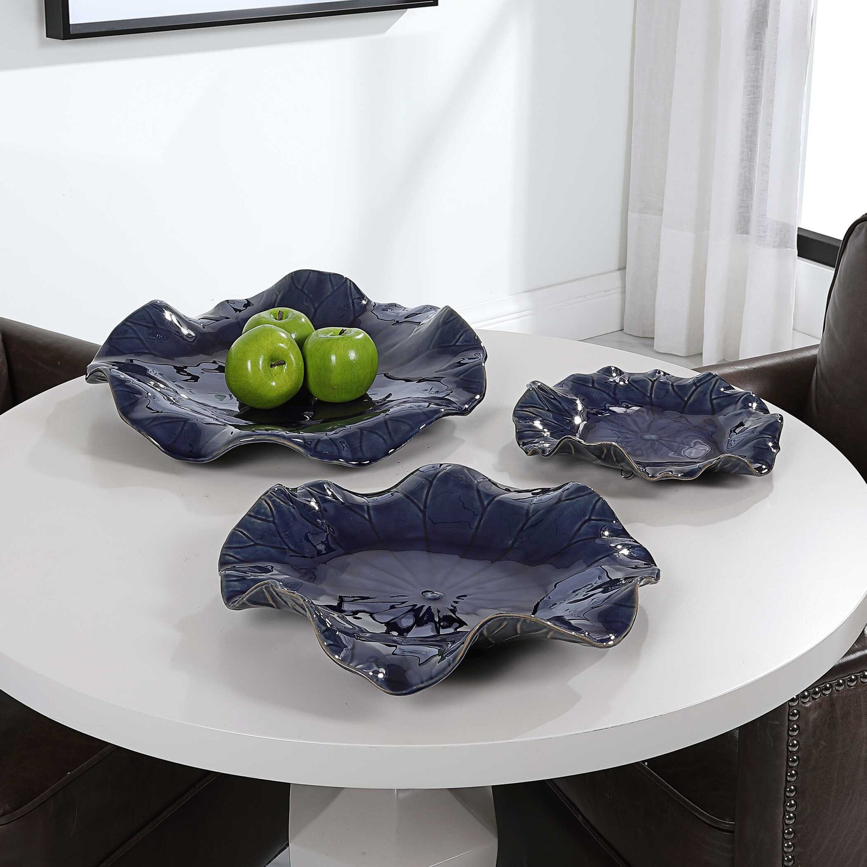 Abella Blue Ceramic Wall Decor (Set of 3)