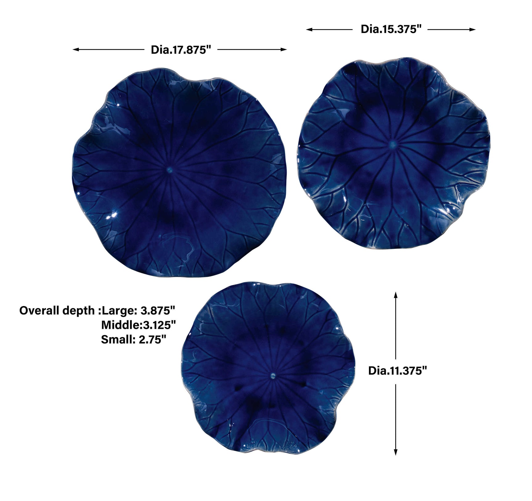 Abella Blue Ceramic Wall Decor (Set of 3)