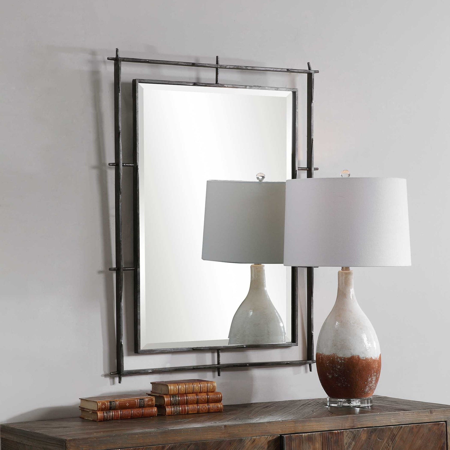Ironworks Black Industrial Mirror