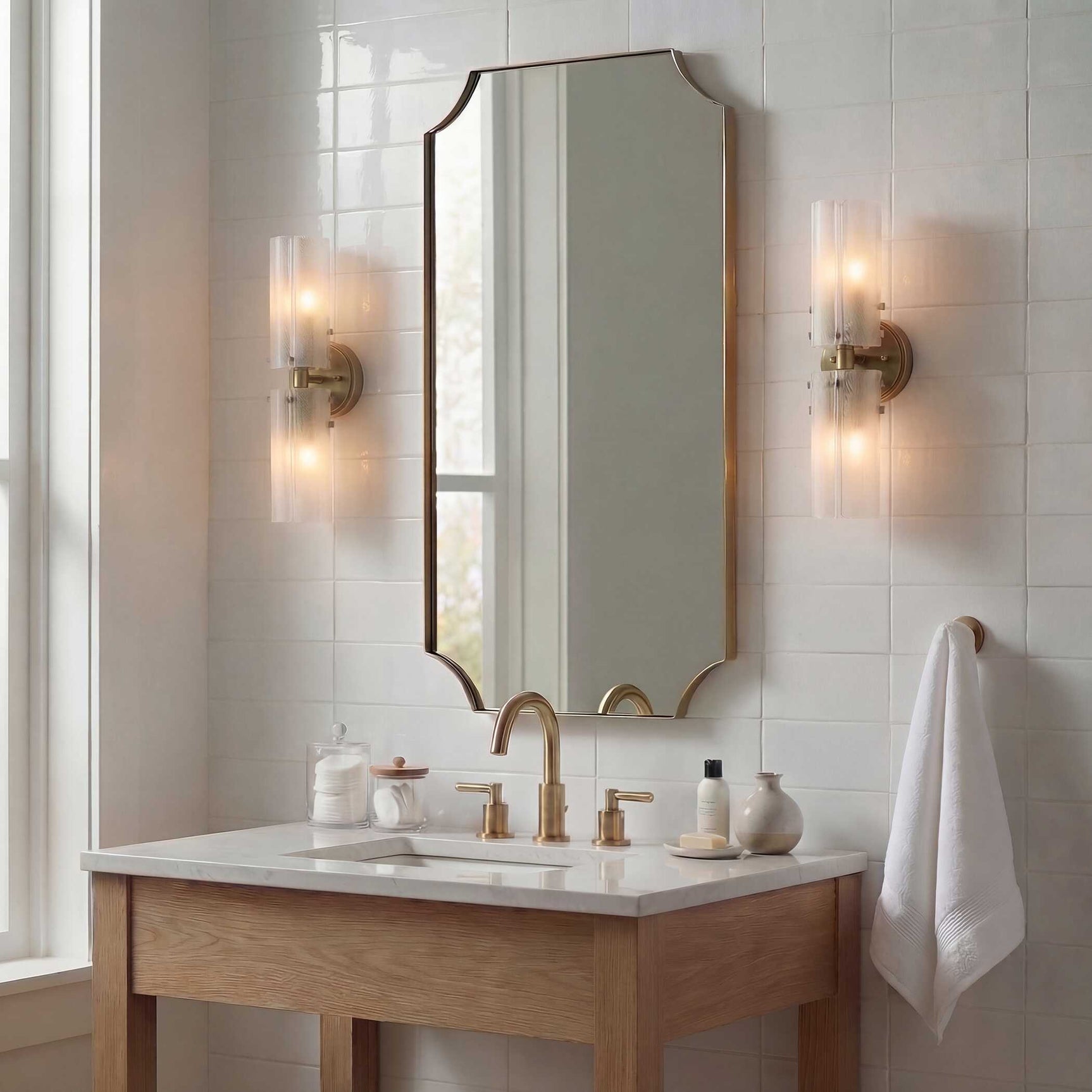 Lennox Brass Scalloped Corner Mirror