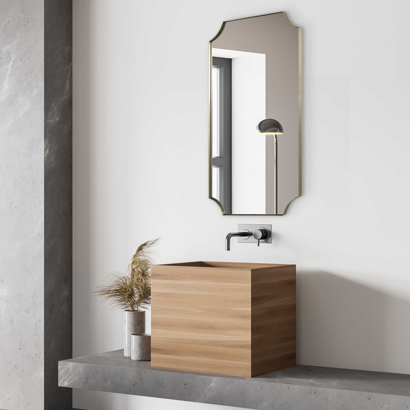 Lennox Brass Scalloped Corner Mirror