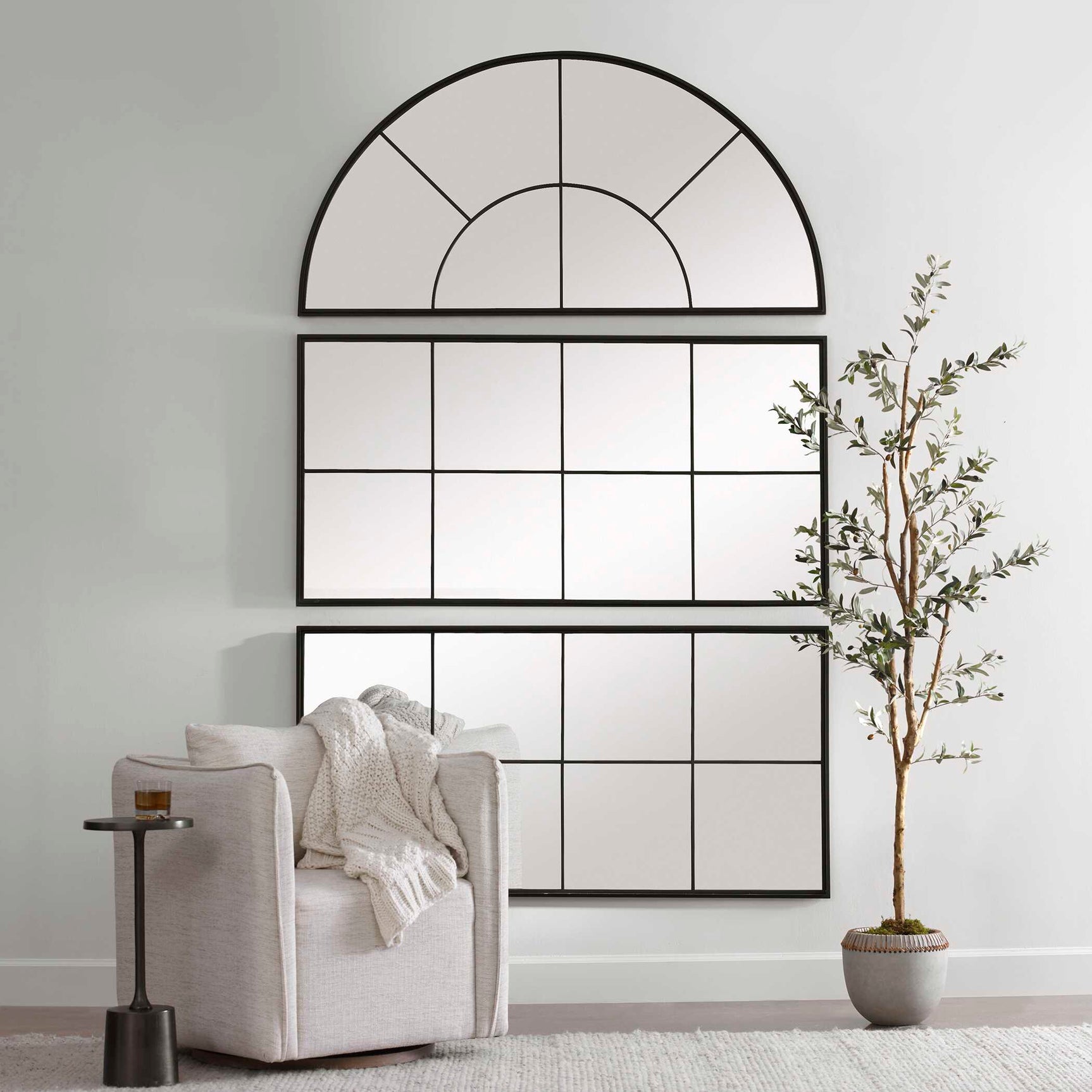 Rousseau Black Iron Window Mirror