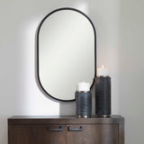 Varina Black Minimalist Oval Mirror