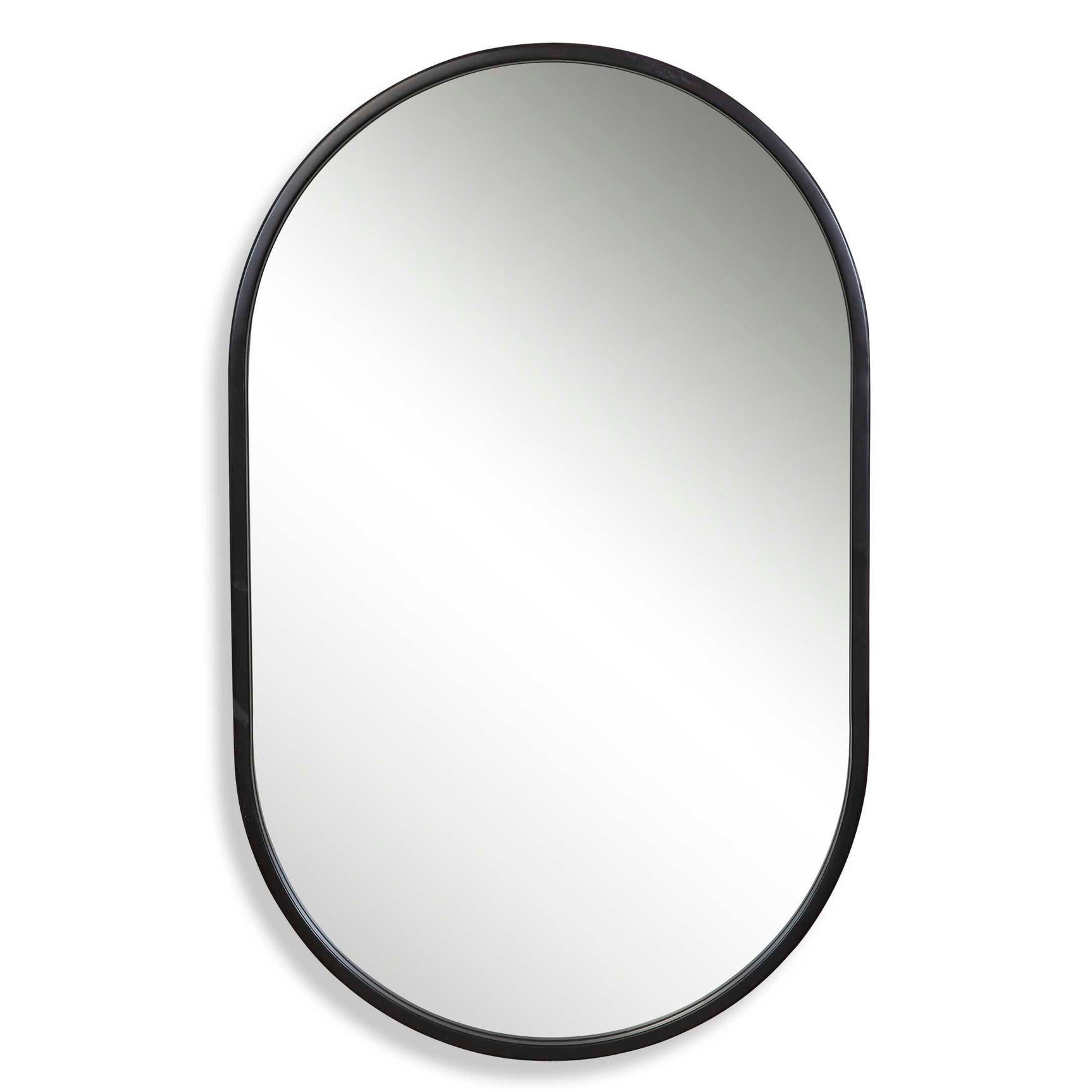 Varina Black Minimalist Oval Mirror